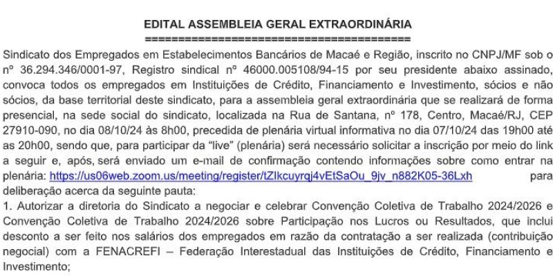 EDITAL ASSEMBLEIA GERAL EXTRAORDINÁRIA