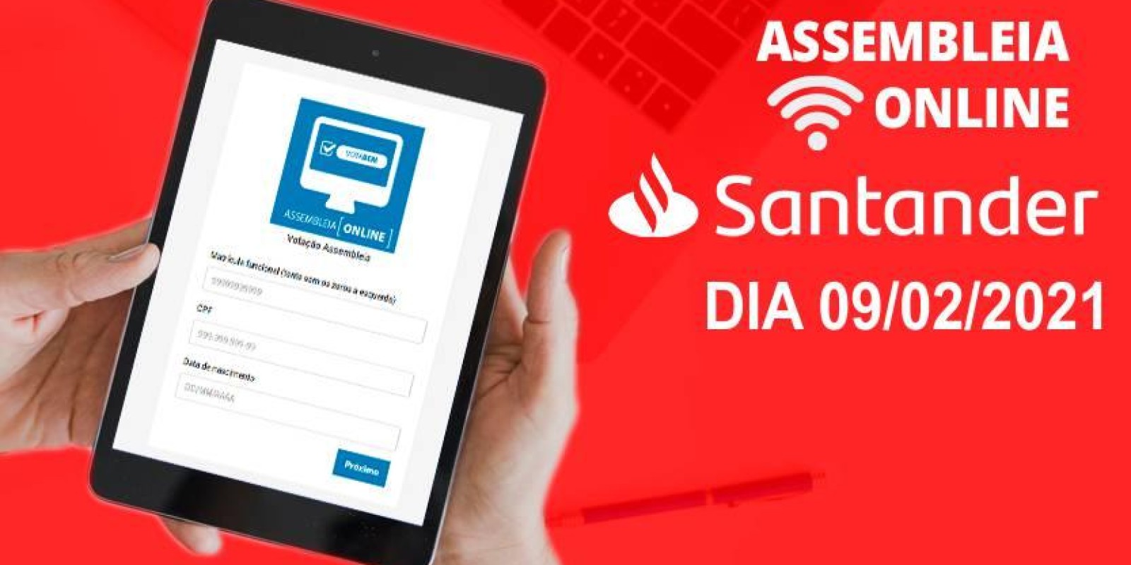 Assembleia OnLine Santander 09/02/2021
