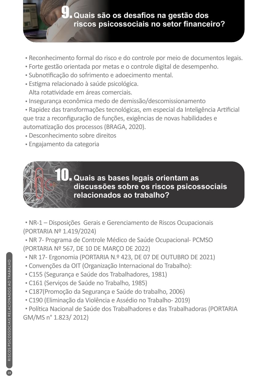 Página 19 da cartilha Sobre Riscos Psicossociais