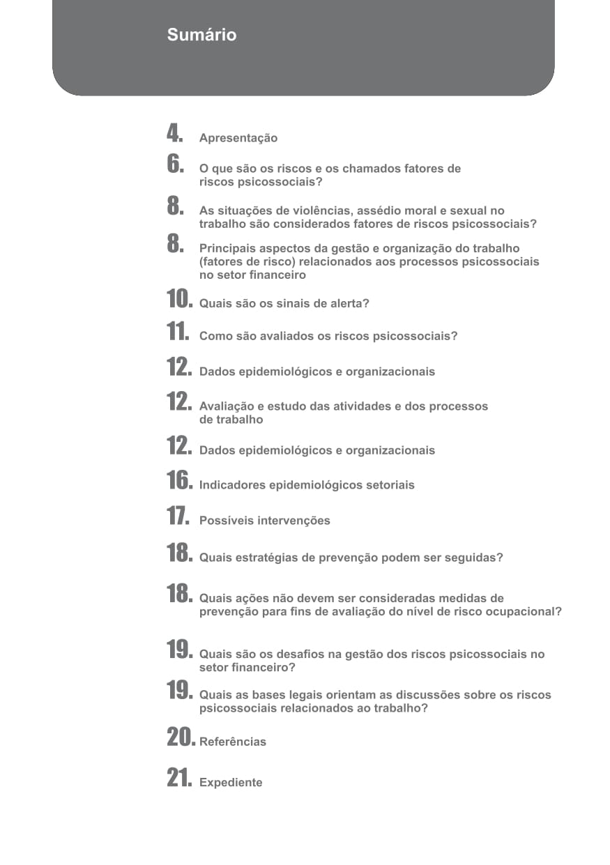 Página 2 da cartilha Sobre Riscos Psicossociais