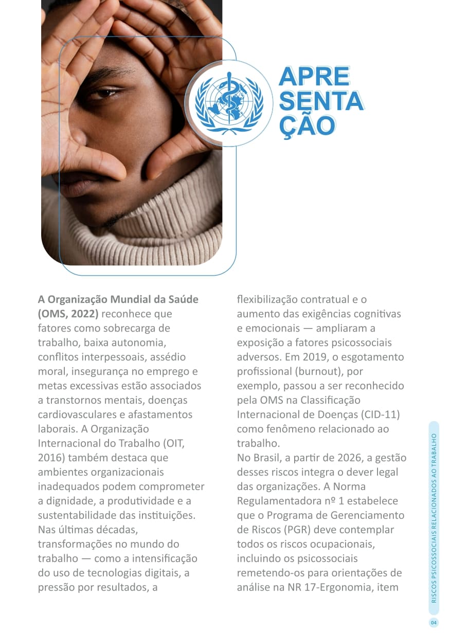 Página 4 da cartilha Sobre Riscos Psicossociais