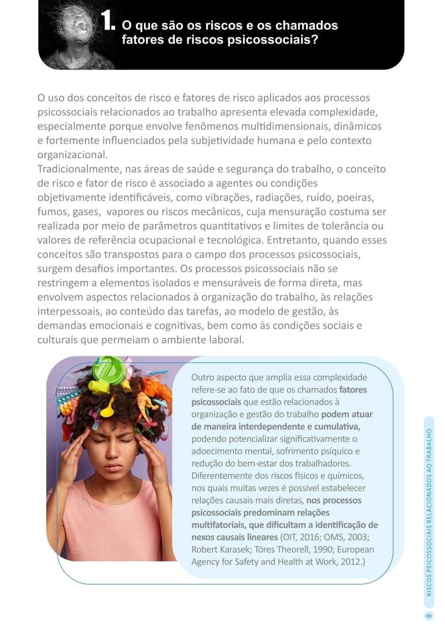 Página 6 da cartilha Sobre Riscos Psicossociais