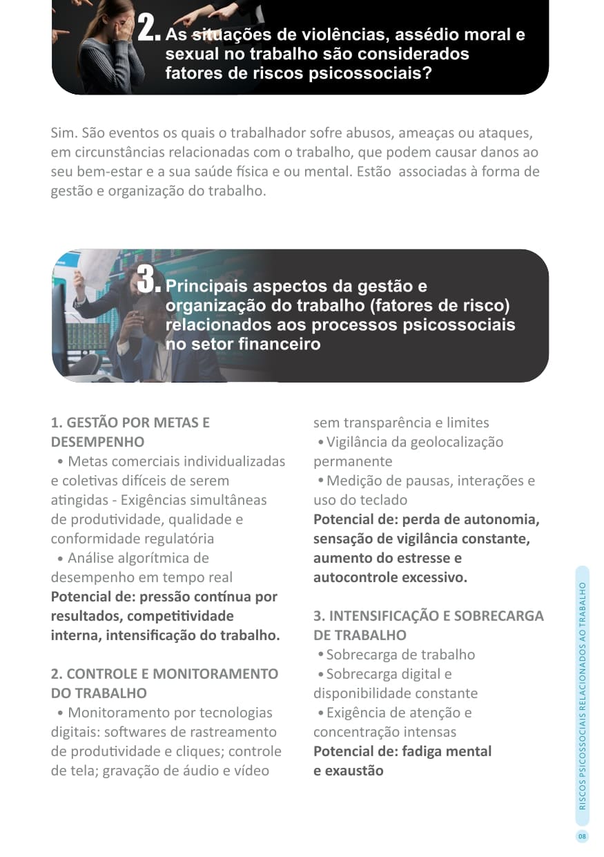 Página 8 da cartilha Sobre Riscos Psicossociais
