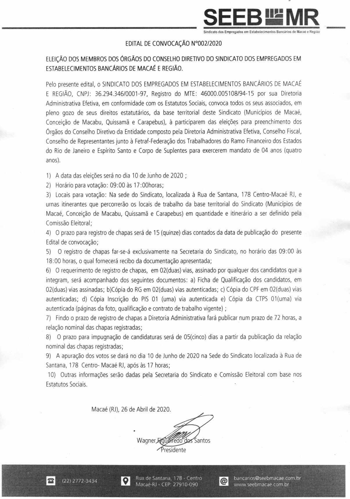 Sindicato publica calendário do pleito para a próxima gestão