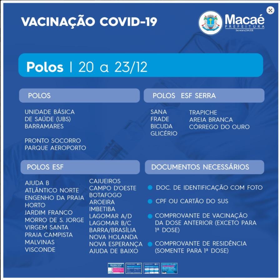 Dose de reforço antecipada para quatro meses em Macaé