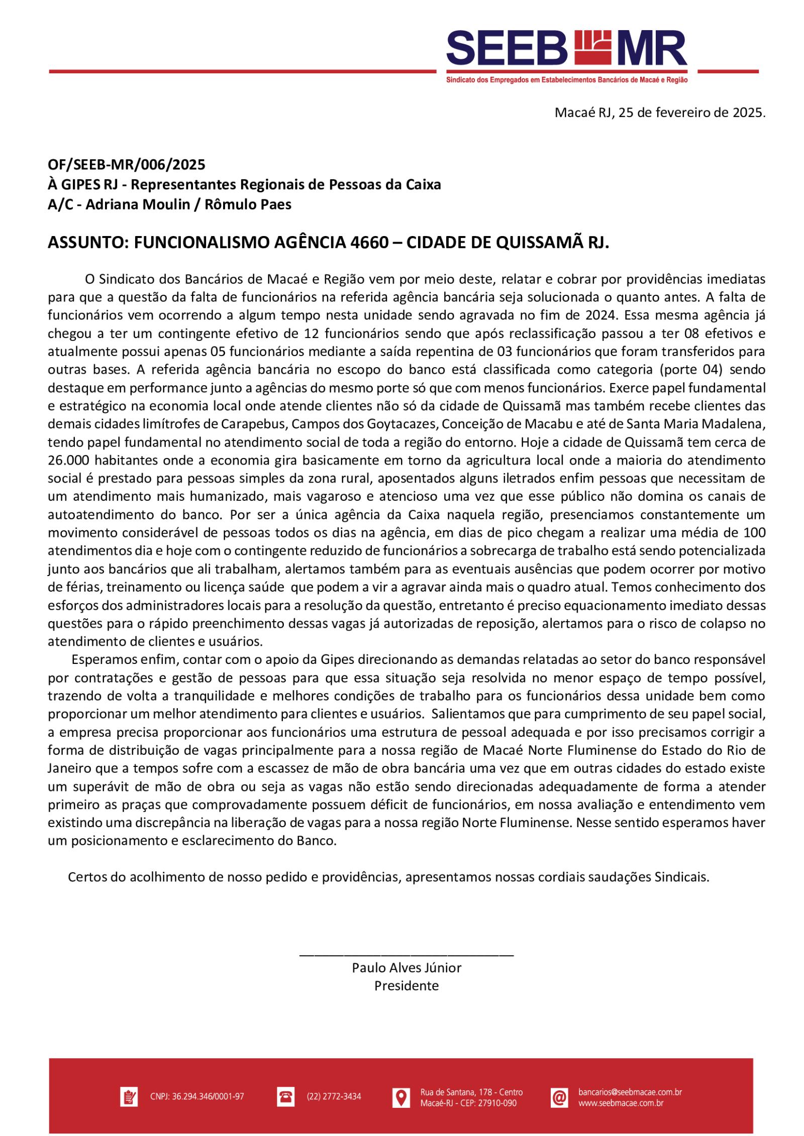 Sindicatos da Fetraf RJ/ES se reúnem com representantes da Caixa na Gipes RJ