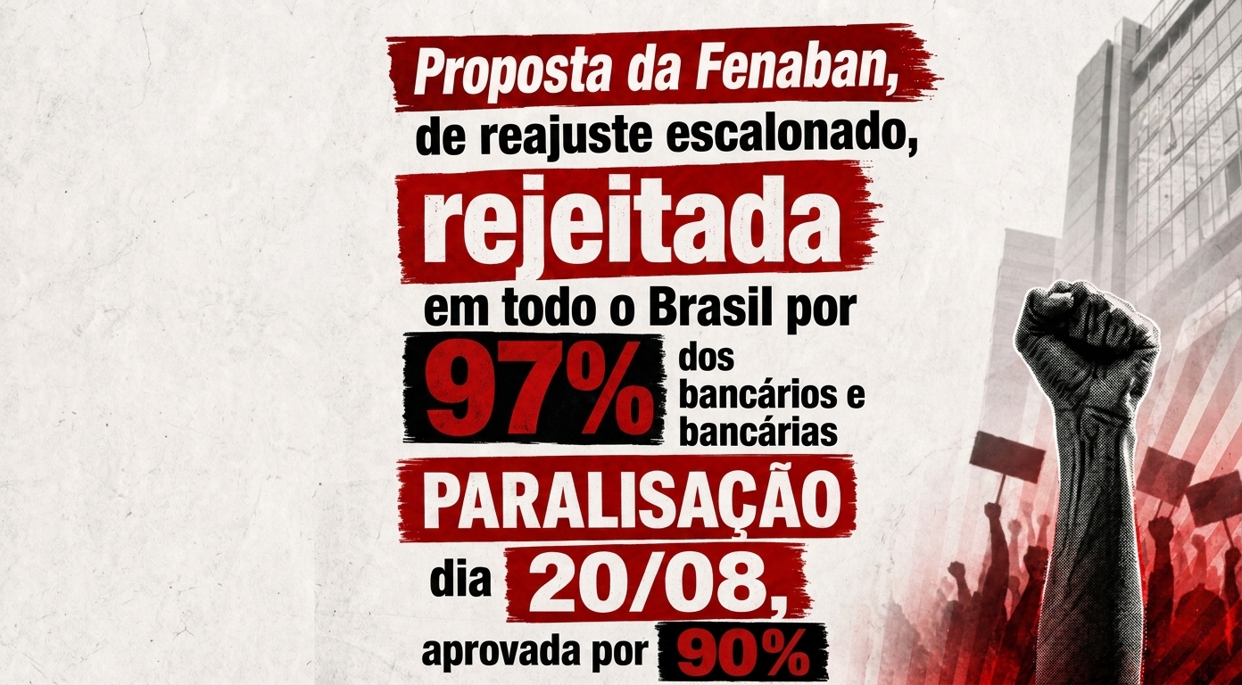 Proposta da Fenaban é rejeitada por 97% dos bancários e bancárias